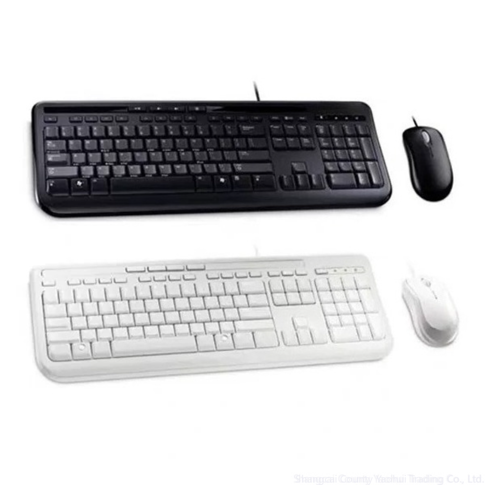 Laptop Accessories Combo Set - マイクロソフト600有線キーボードとマウスセット、マルチメディア対応、静音、防水、USBコンボ、オフィスおよびゲーミング用ノートパソコンアクセサリー
