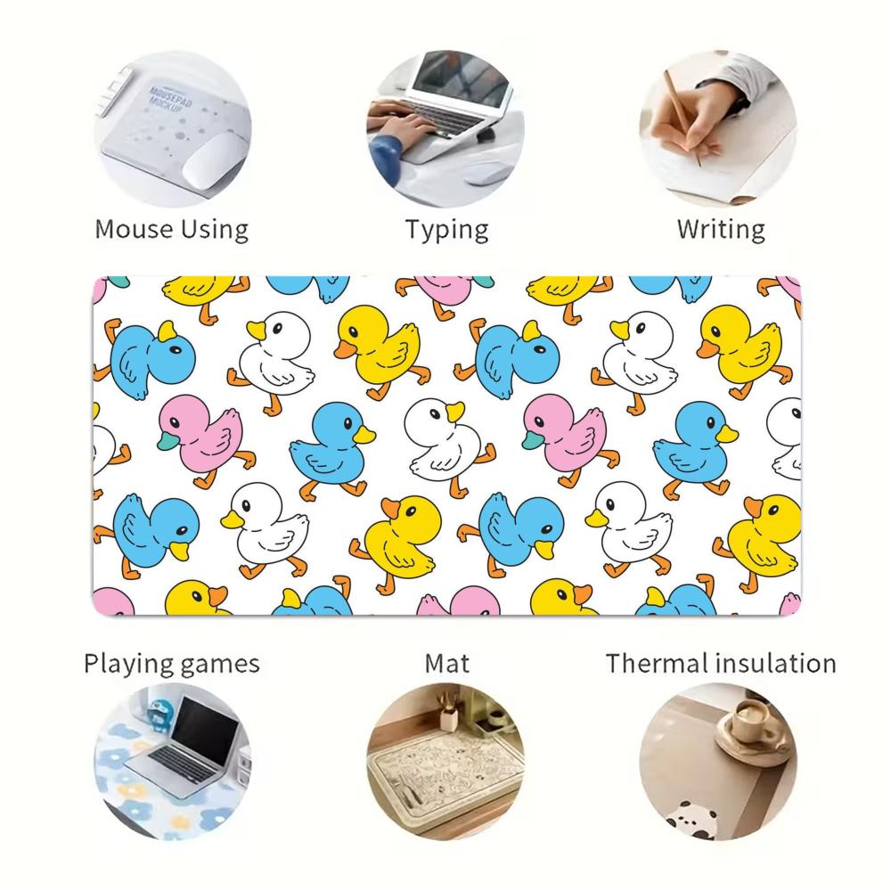 Yellow Laptop Accessories - 手描きの線画黄色のラバーダックシームレスパターンテーブルマット大型ゲームオフィスキーボードアクセサリーマウスパッドラップトップ