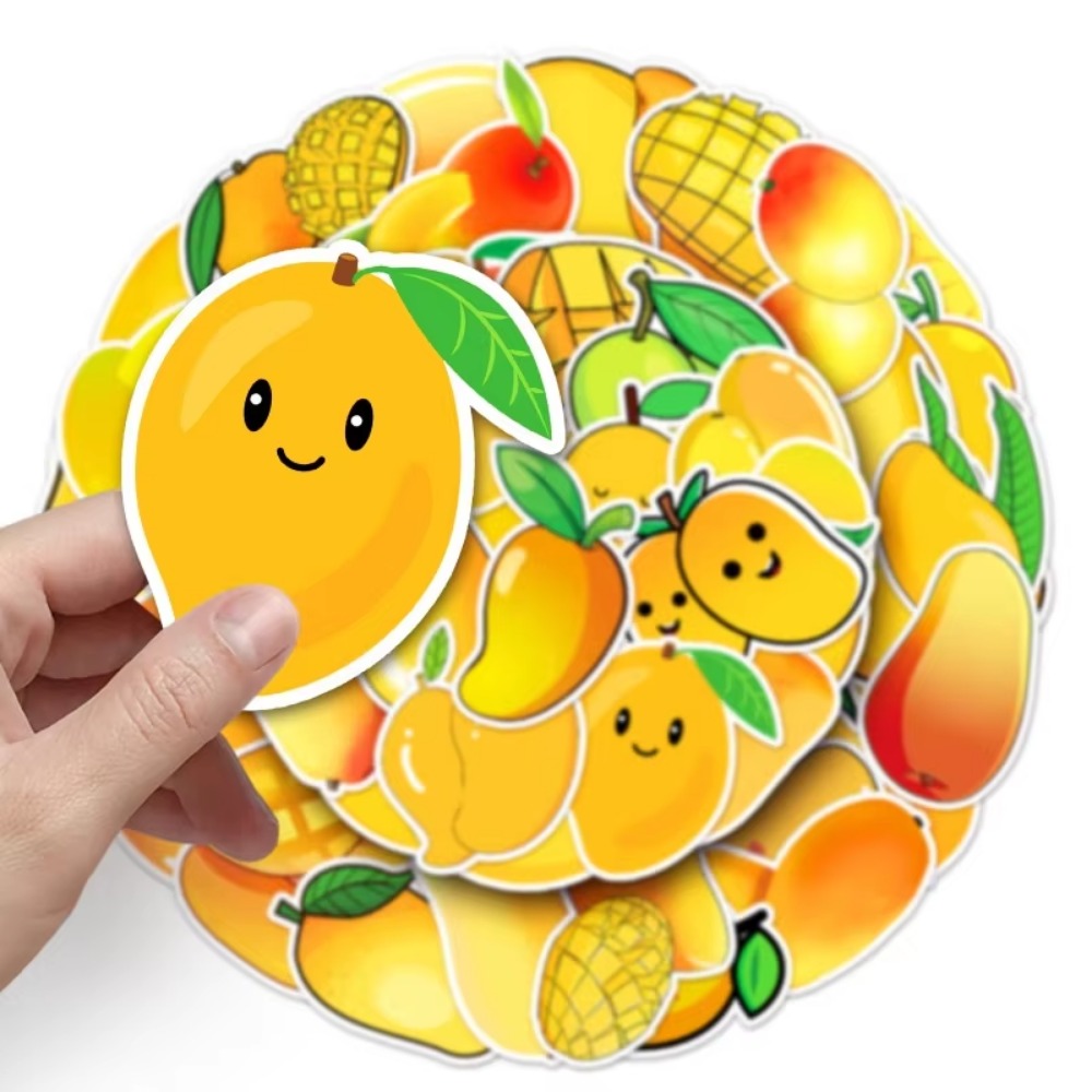 50 個かわいいイエローフルーツマンゴー表現ステッカー DI - Yellow Laptop Accessories のレビューと価格