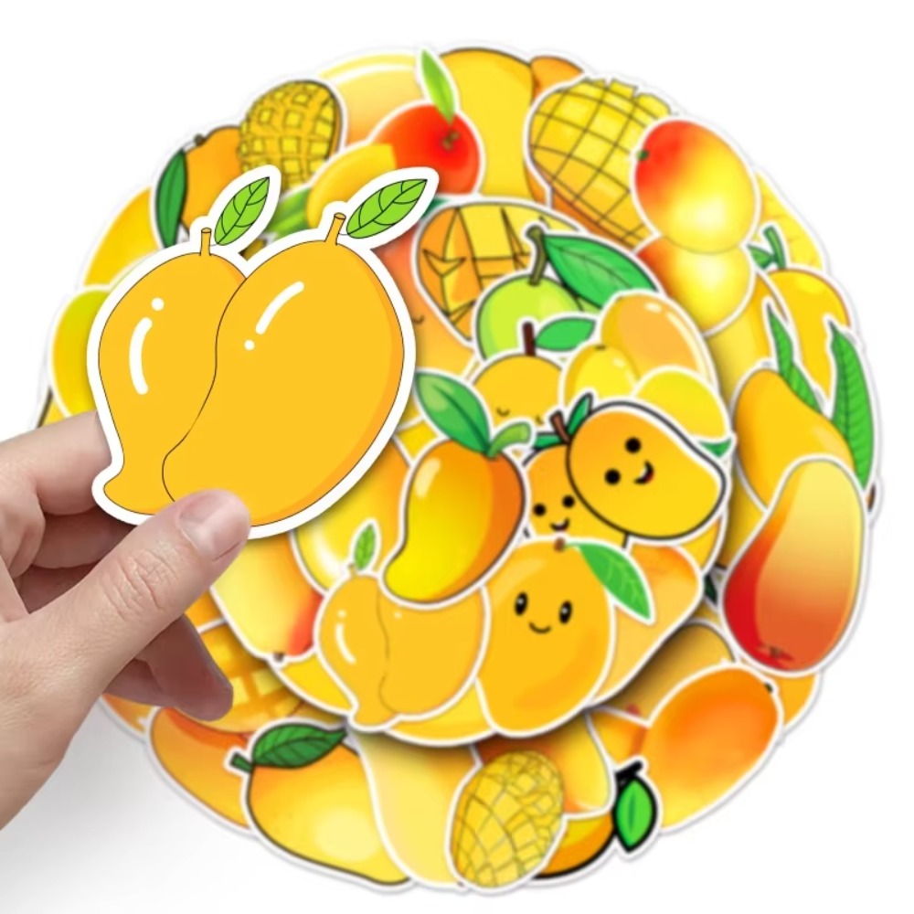 50 個かわいいイエローフルーツマンゴー表現ステッカー DI - Yellow Laptop Accessories のレビューと価格
