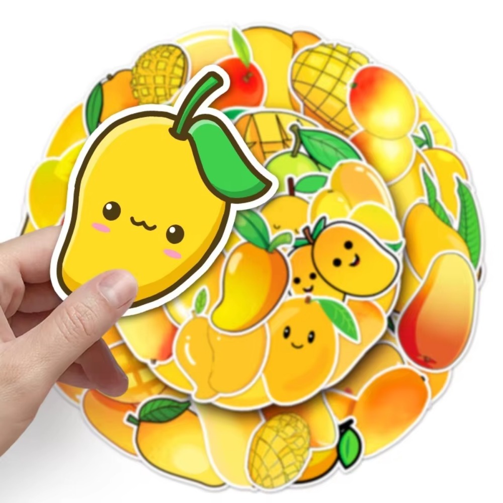 50 個かわいいイエローフルーツマンゴー表現ステッカー DI - Yellow Laptop Accessories のレビューと価格