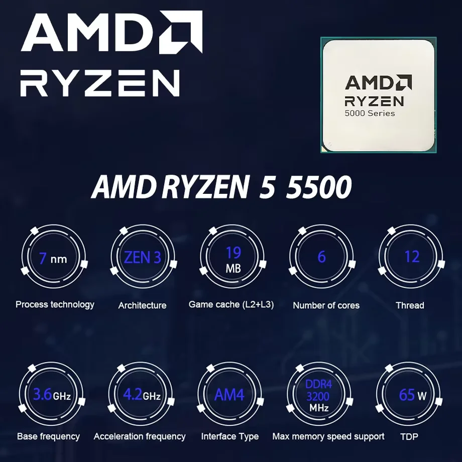 AMD Ryzen 5 5500 CPU R5 5500 プ - Amd Cpu Ryzen 5 のレビューと価格