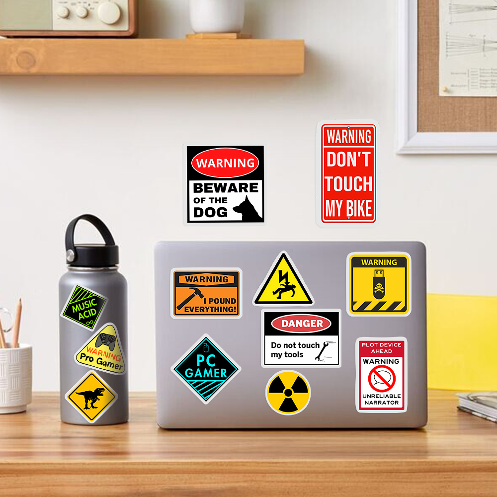 奇妙な警告ステッカー,防水,黄色,おもちゃ,ギフト,ラップト - Yellow Laptop Accessories のレビューと価格